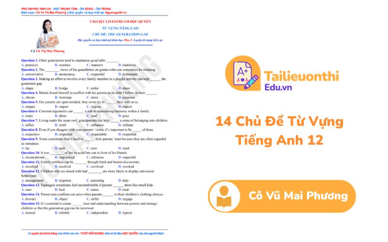 14 Chủ Đề Từ Vựng Cô Mai Phương PDF