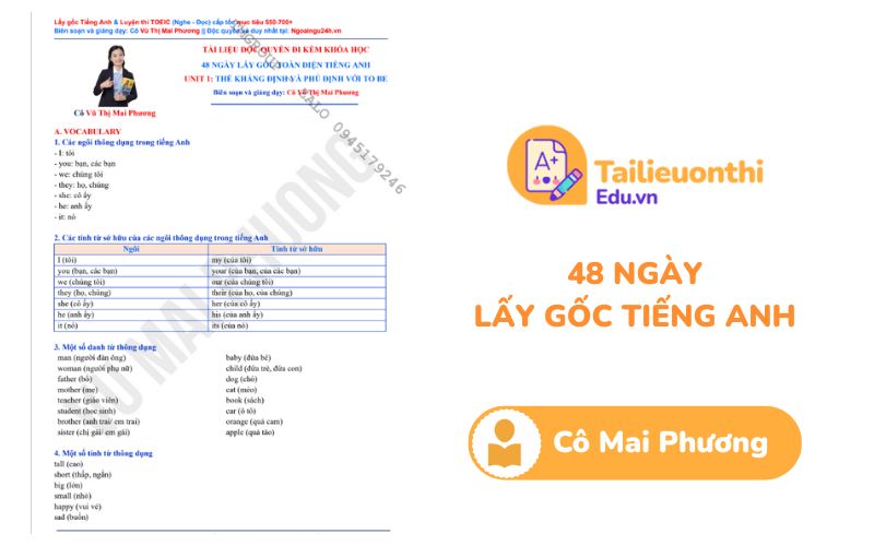 48 ngày lấy gốc Tiếng Anh Cô Mai Phương