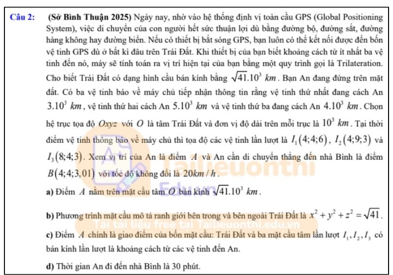 Bài tập toán thực tế 12: Phương trình mặt cầu