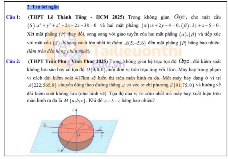 Trang 3 (Câu 1, Câu 2 - phần Trả lời ngắn)