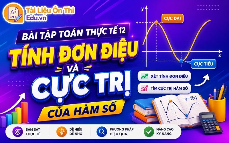 Bài tập toán thực tế 12: Tính đơn điệu và cực trị của hàm số