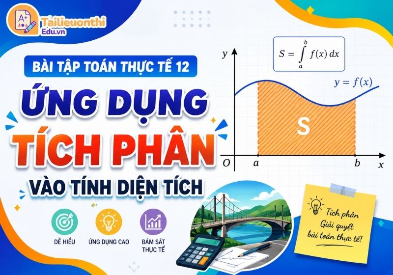 Bài tập toán thực tế 12: Ứng dụng tích phân vào tính diện tích