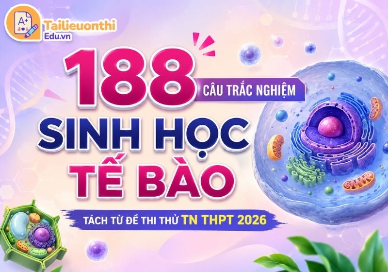 188 Câu Trắc Nghiệm Sinh Học Tế Bào - Tách Từ Đề Thi Thử TN THPT 2026