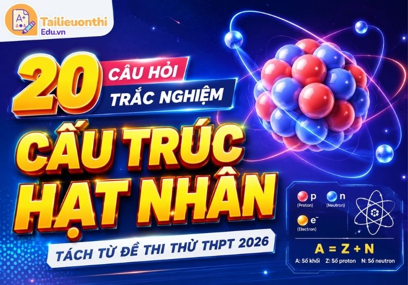 20 Câu Hỏi Trắc Nghiệm Cấu Trúc Hạt Nhân | Tách Từ Đề Thi Thử THPT 2026