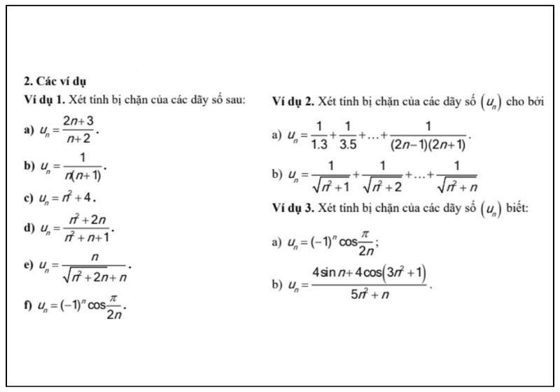 Ví dụ về Dạng 3: Xét tính bị chặn của dãy số