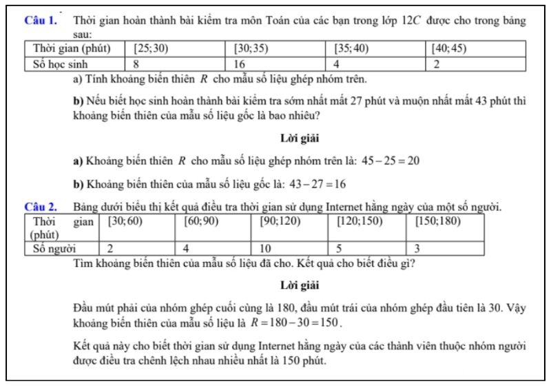 Ví dụ về Dạng tìm Khoảng biến thiên
