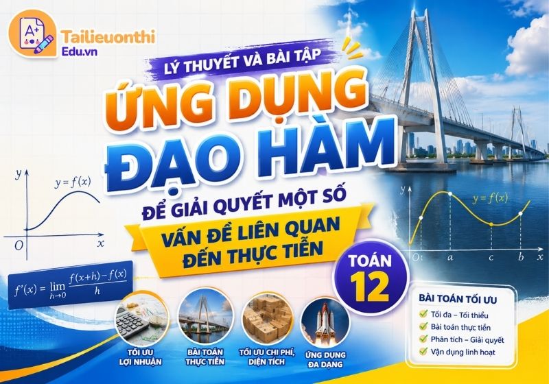 Lý thuyết và bài tập Ứng dụng đạo hàm để giải quyết một số vấn đề liên quan đến thực tiễn Toán 12