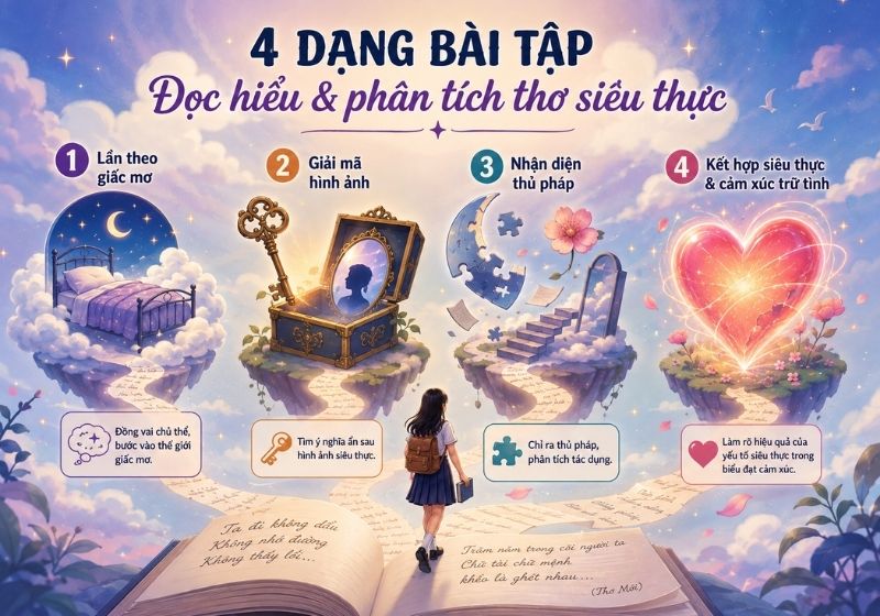 Các dạng bài tập / Cách đọc hiểu & phân tích thơ siêu thực