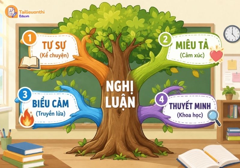 Sơ đồ tư duy kết hợp 4 phương thức biểu đạt
