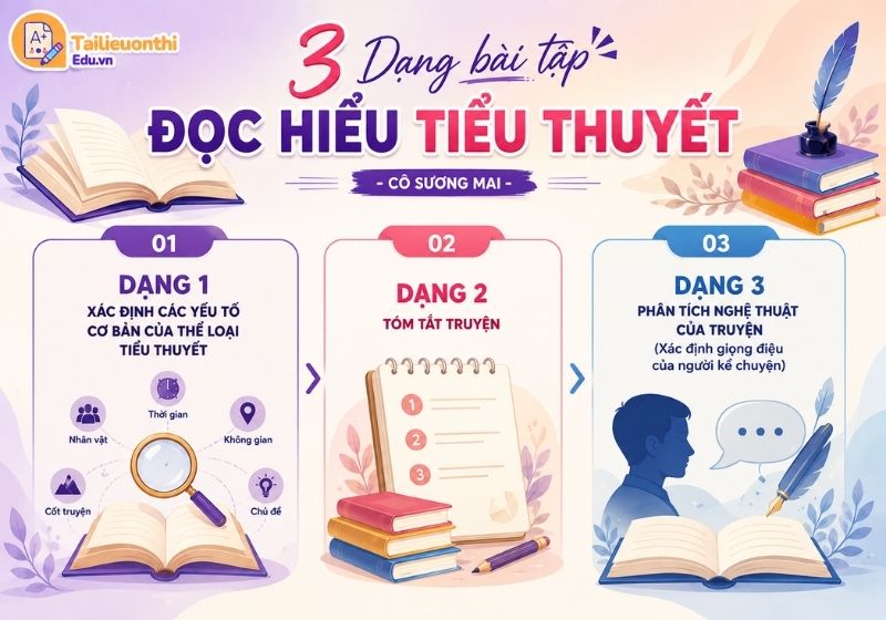 3 dạng bài tập trọng tâm trong đọc hiểu tiểu thuyết